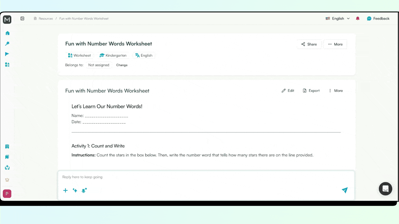 numbers writing in words worksheet