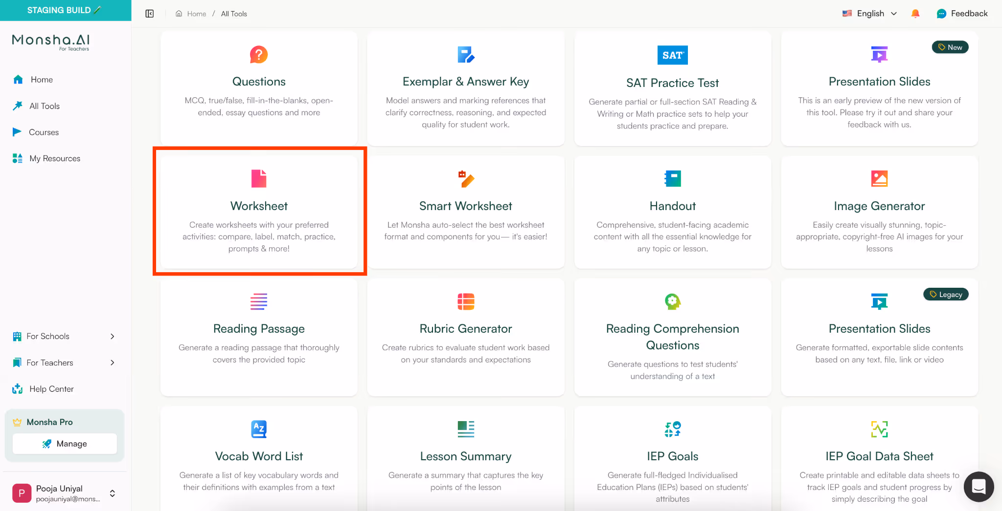 create vocabulary worksheets with AI