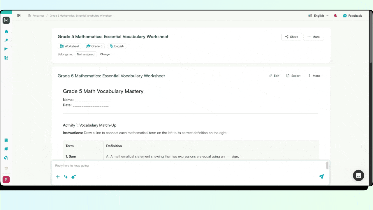 Types of Vocabulary Worksheets