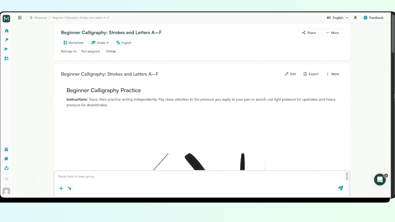 calligraphy worksheet
