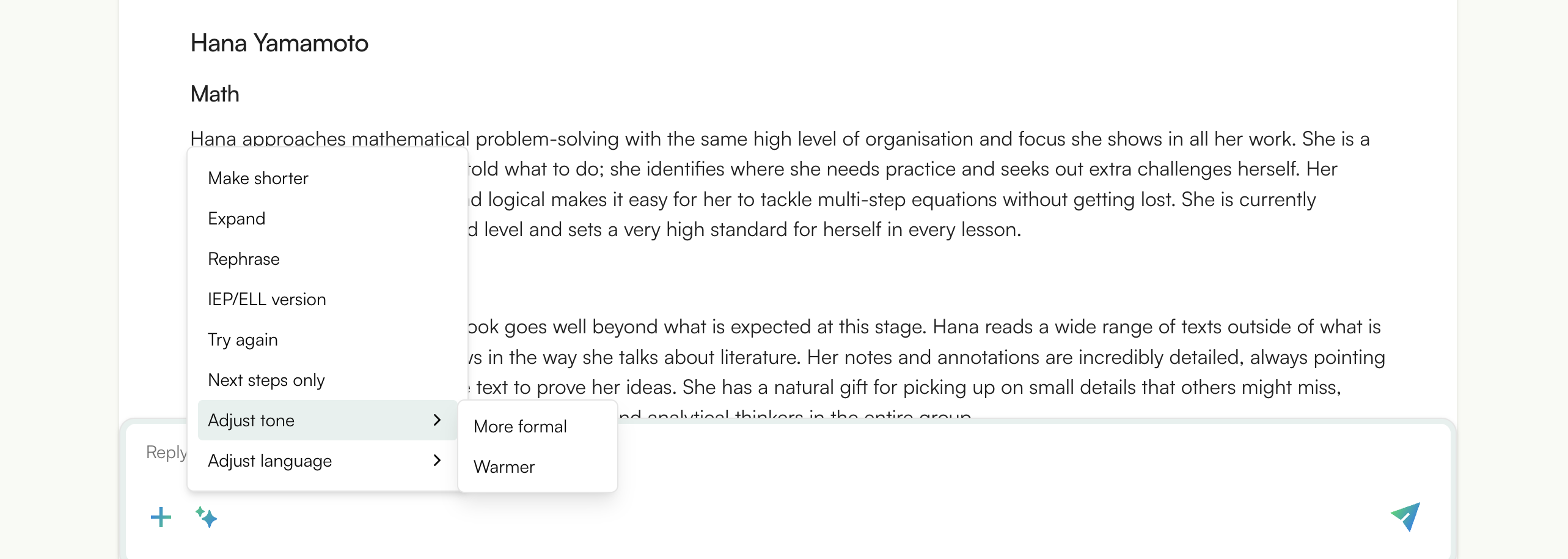 Use the AI-powered Quick prompts menu.