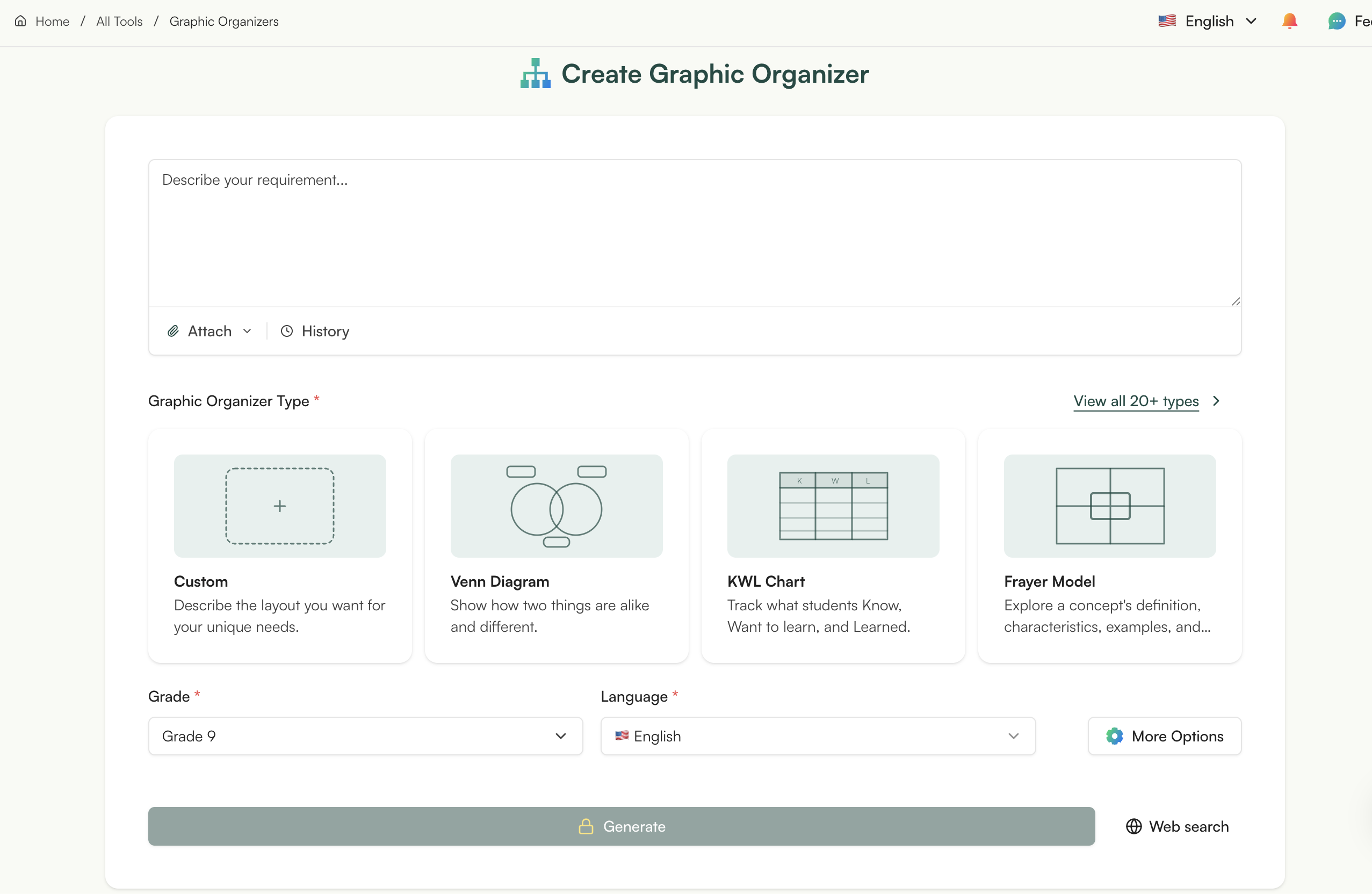 Graphic Organizer Generator Tool Monsha AI