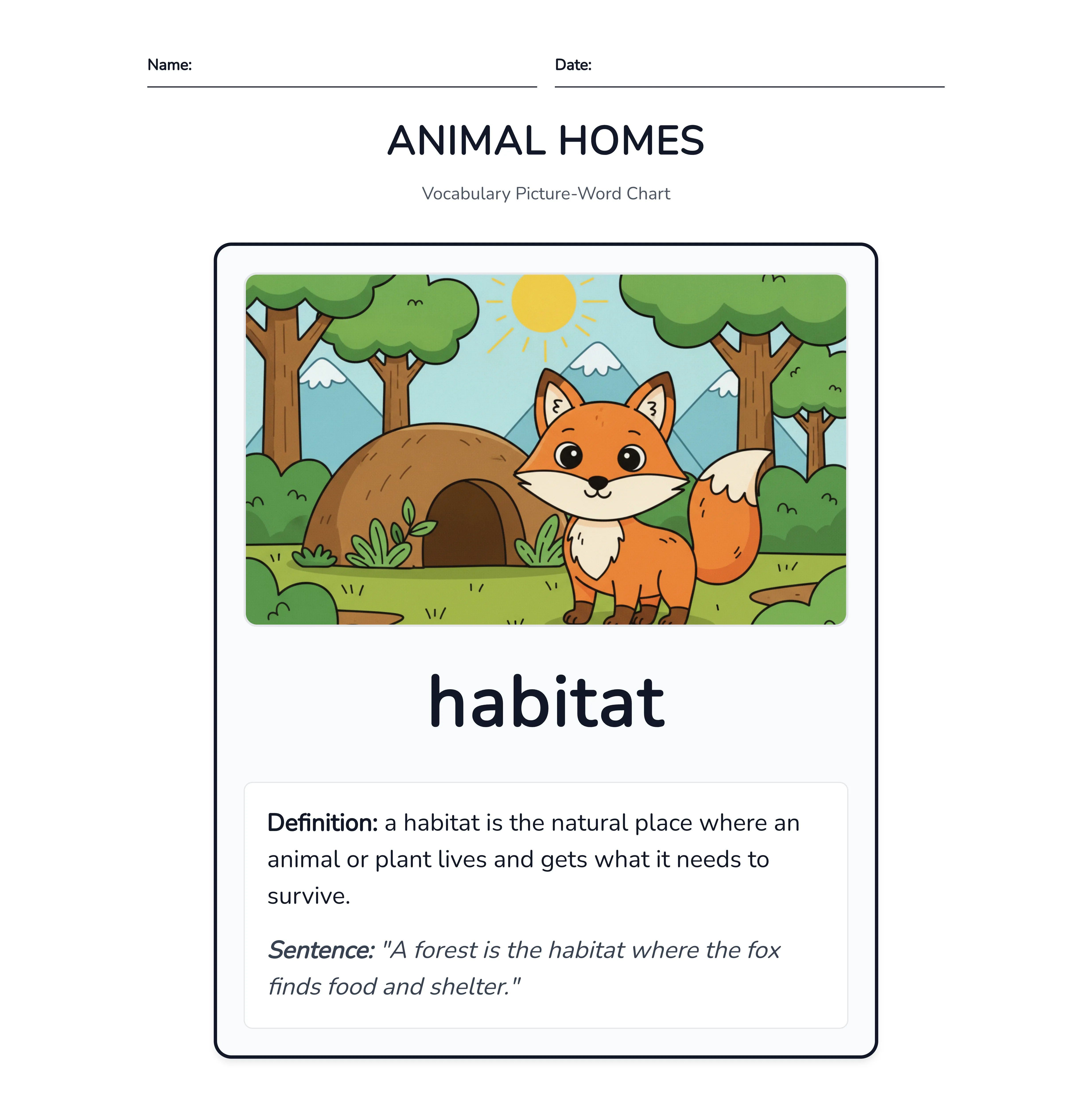 Habitat Vocabulary Picture-Word Chart 2026-06-21 by Monsha