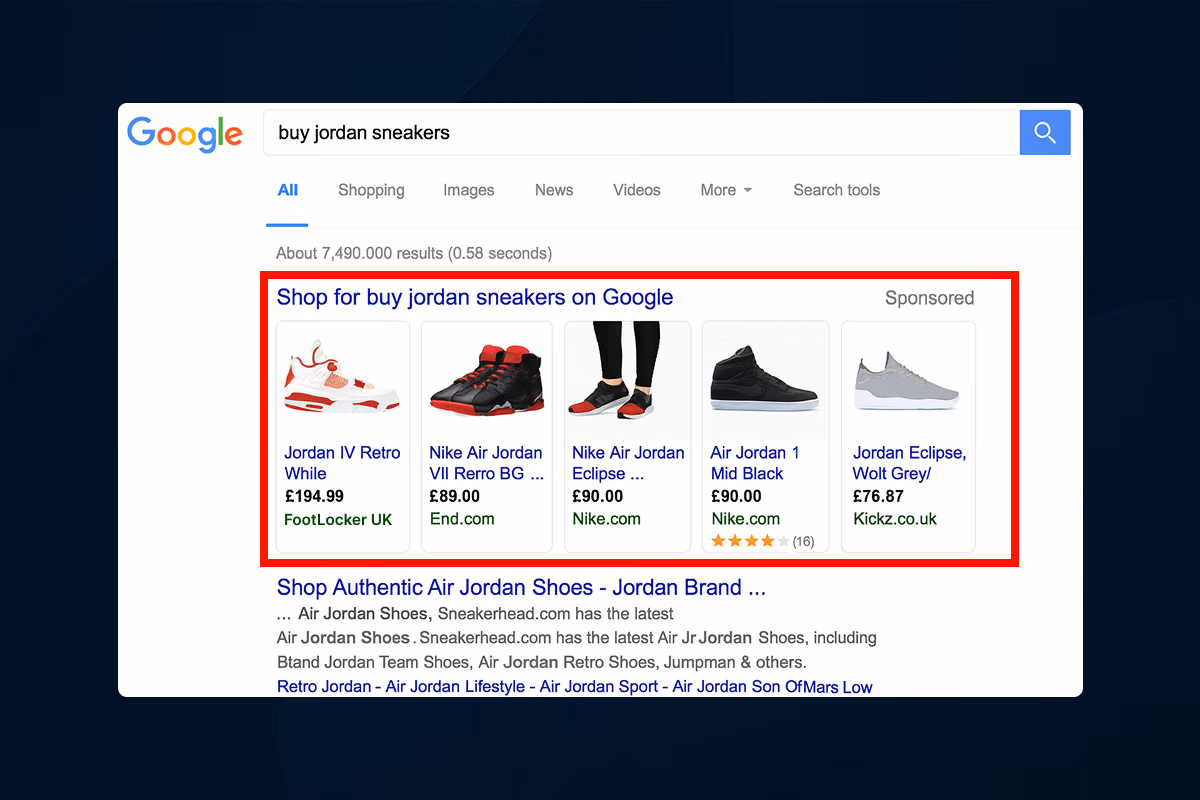google shopping ads screenshot