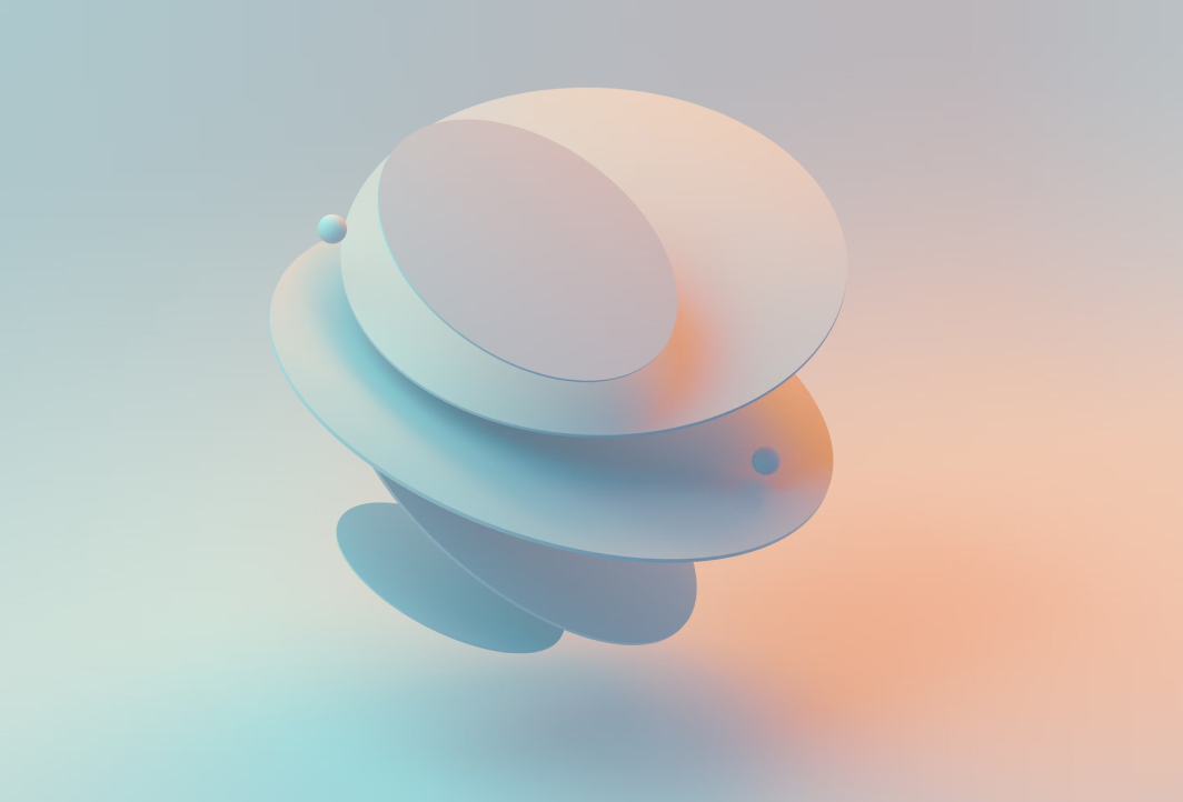 an abstract image of a white object on a blue and pink background