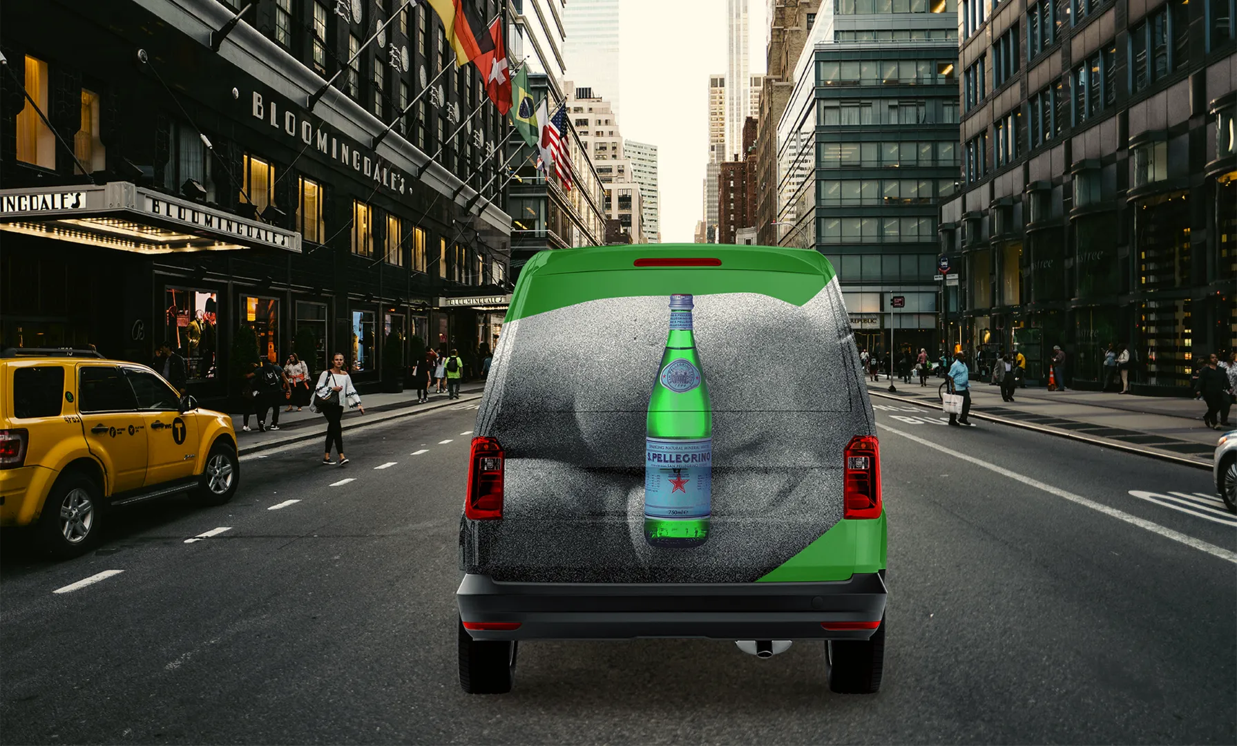 San Pellegrino van in city streets