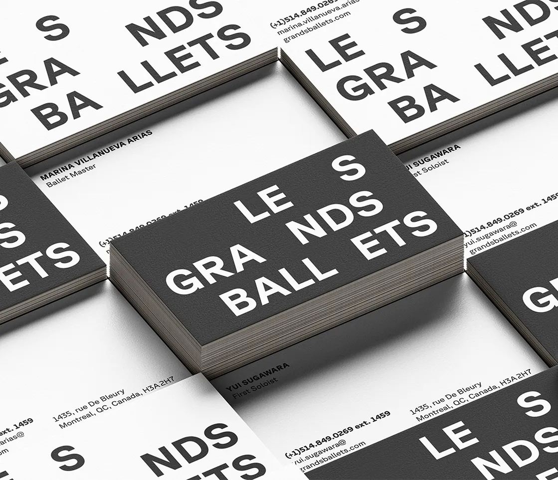 Business card set in piles of various height