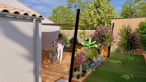 Conception 3D d'une terrasse extérieur