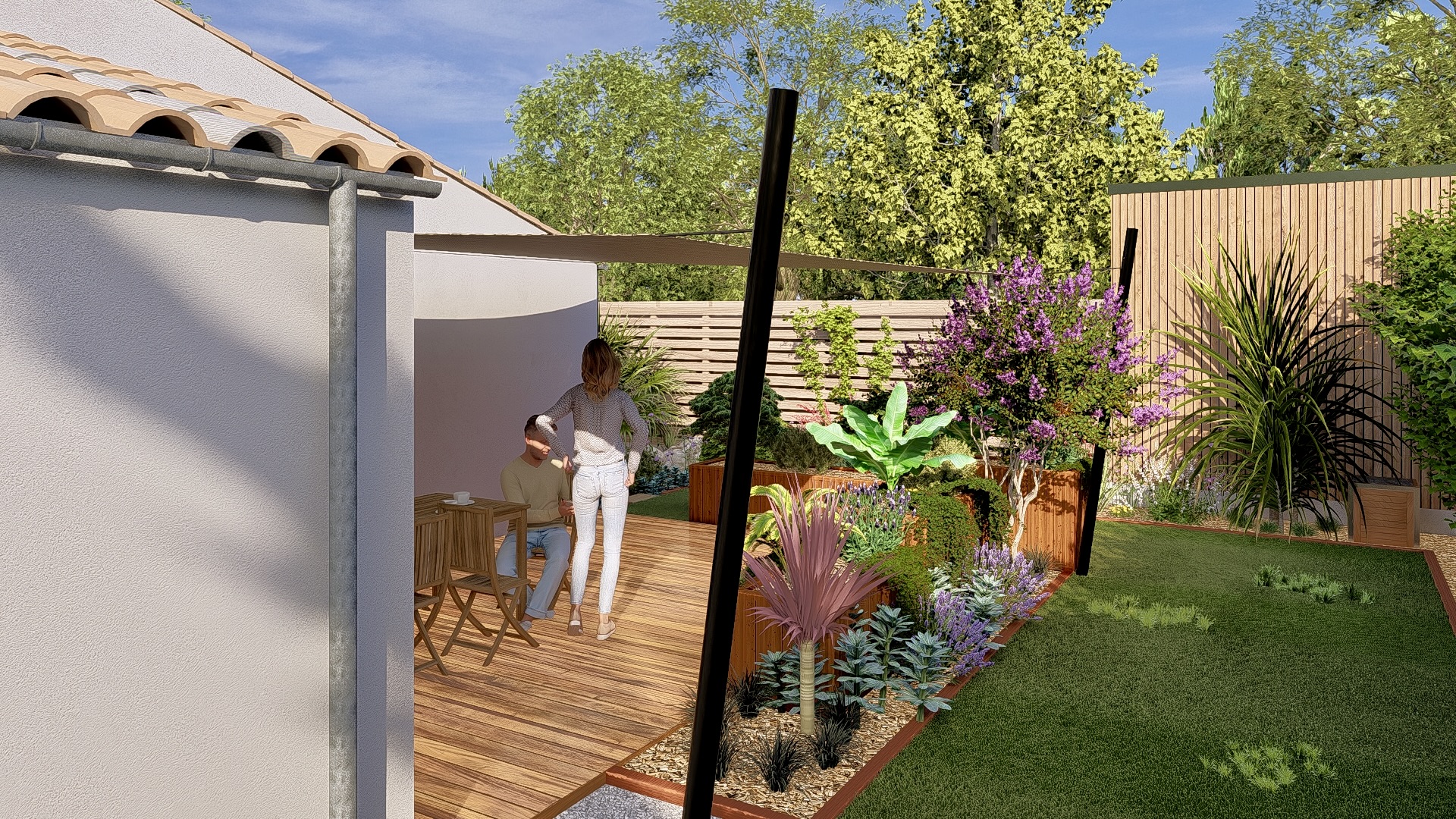 Conception 3D d'une terrasse extérieur