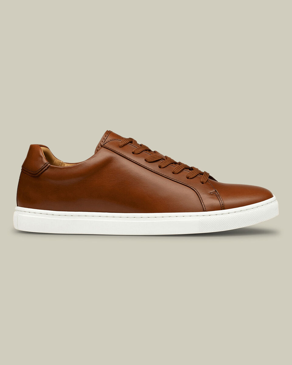 Leather Dress Sneakers - Dark Tan