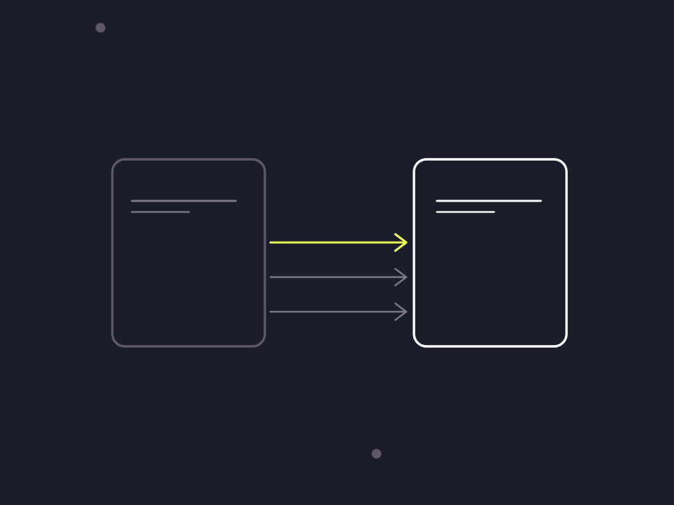 Illustration: a column of old addresses with arrows each landing on a new product page