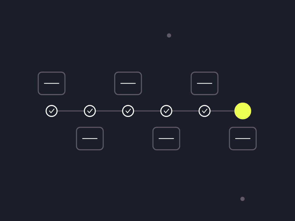Illustration: 2 week blocks, the first marked research and theme, the second products, redirects and launch