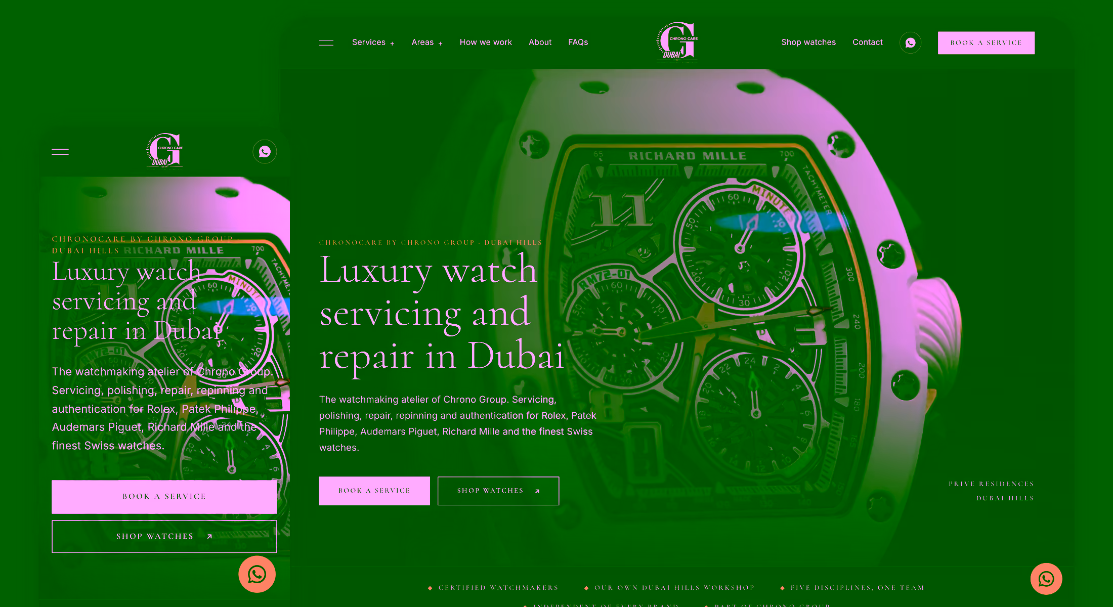 ChronoCare Dubai website shown on desktop and mobile