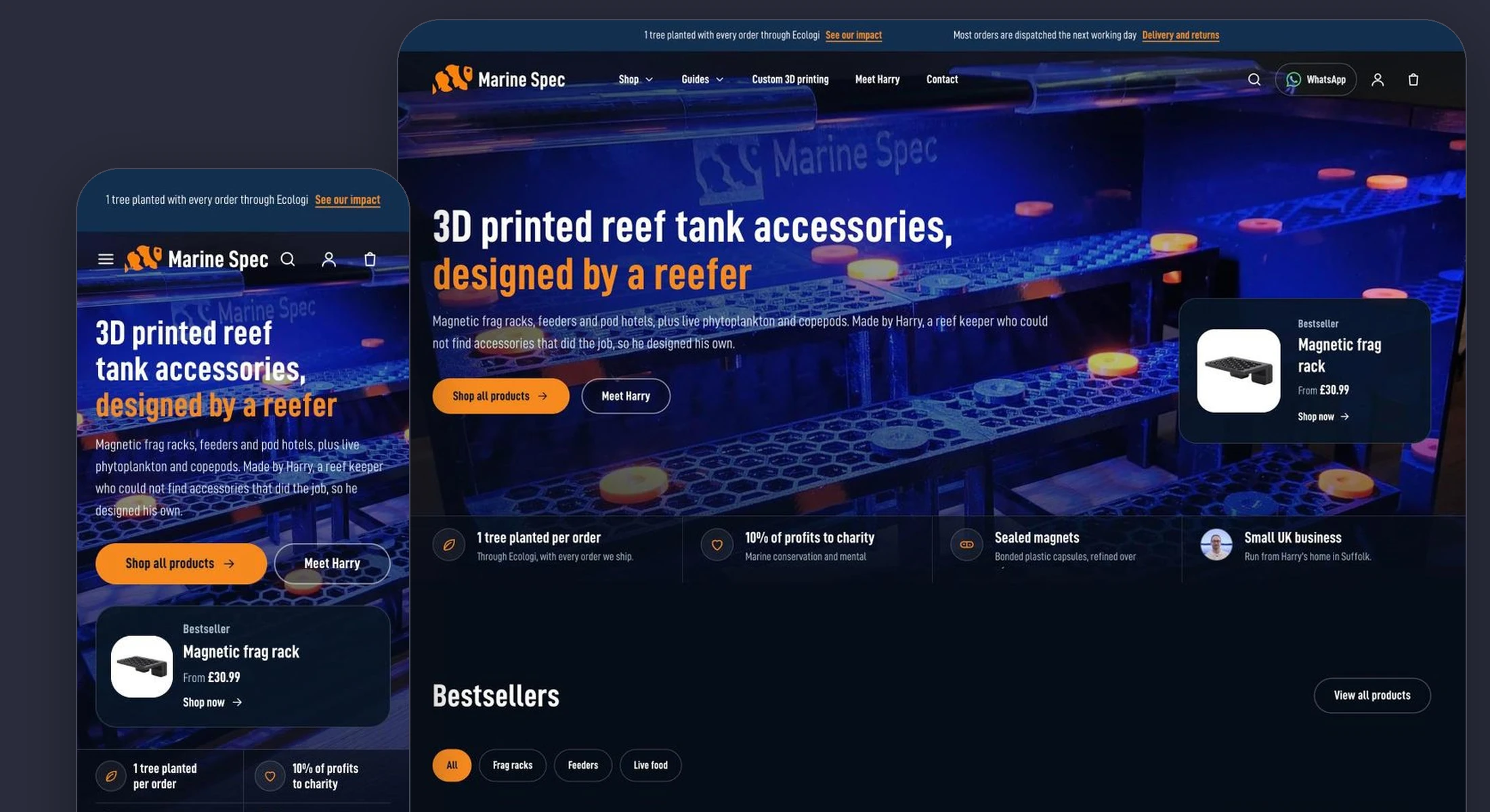Marine Spec website shown on desktop and mobile