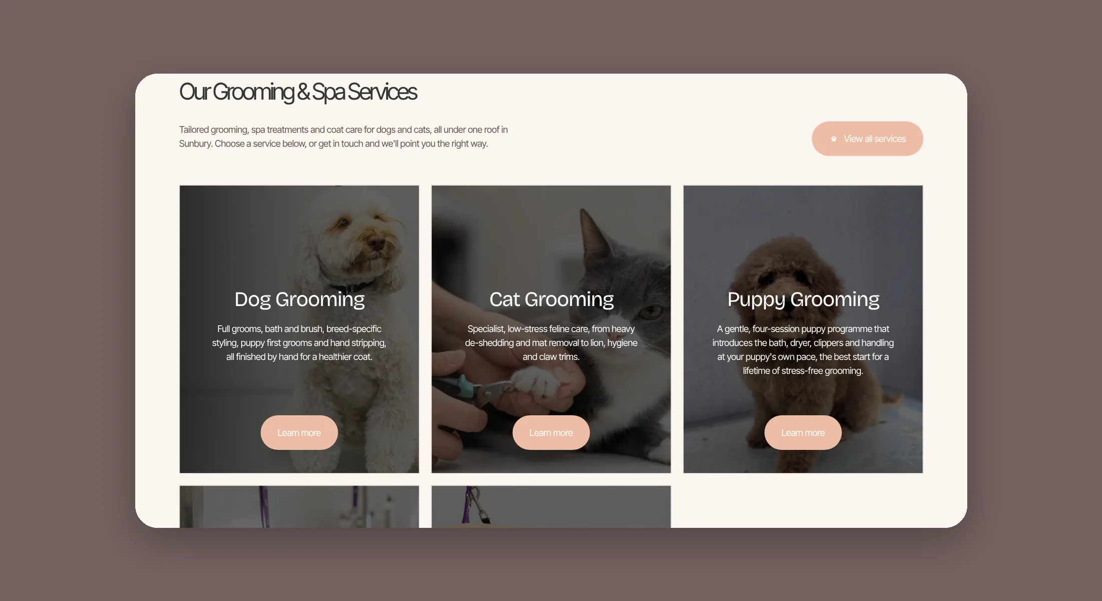 Grooming Gorgeous grooming and spa service cards