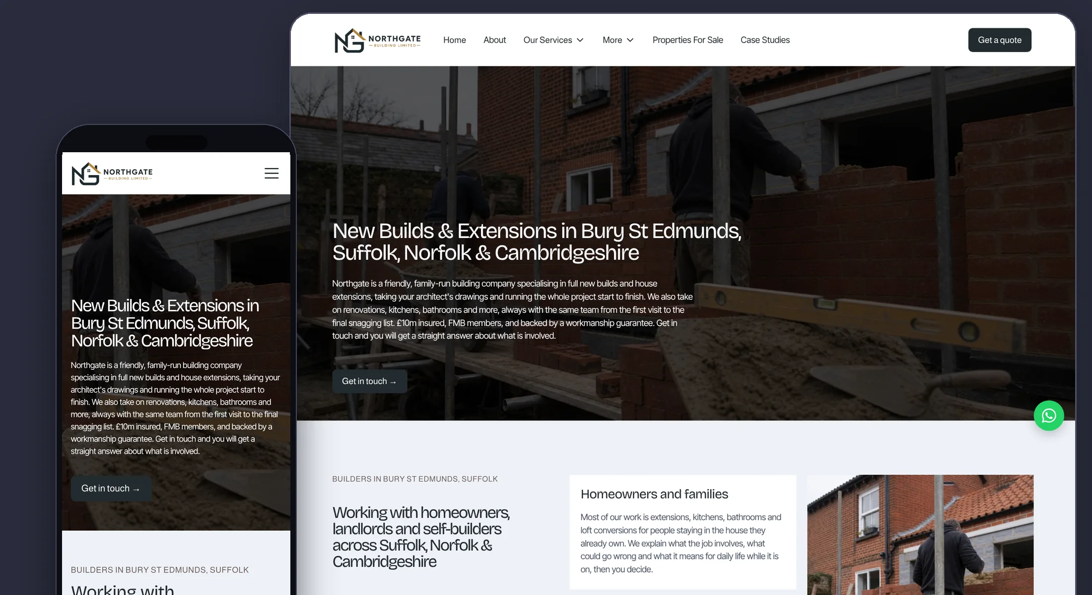Northgate Building website shown on desktop and mobile