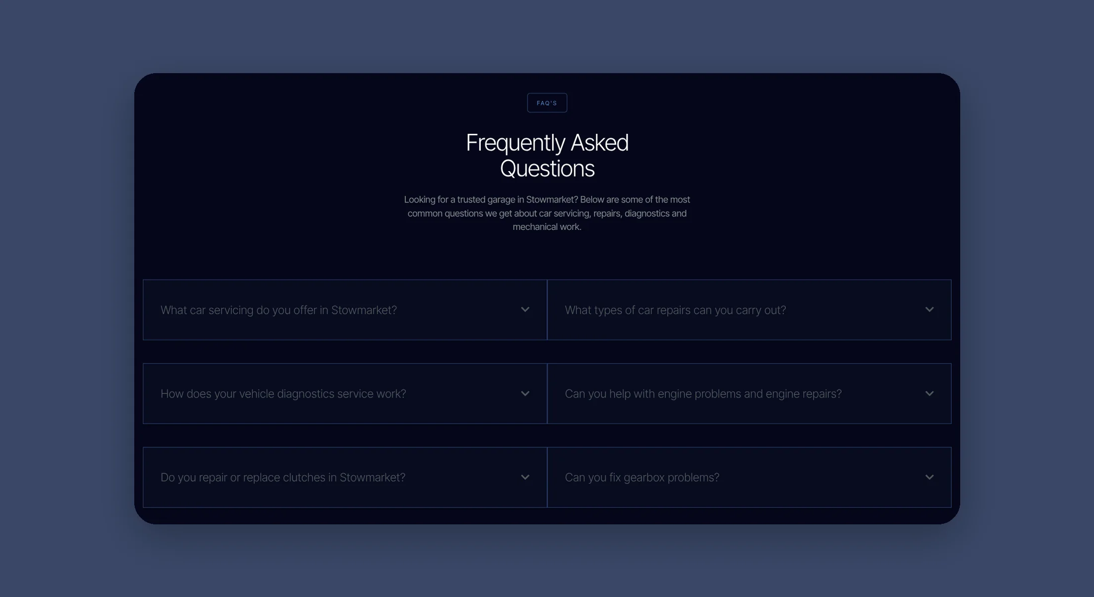 Station Autoworks frequently asked questions section