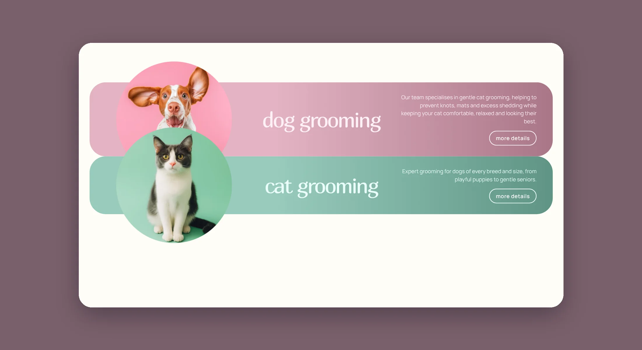 Station Styles dog grooming and cat grooming service cards
