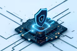 Stylized computer chip indicating security