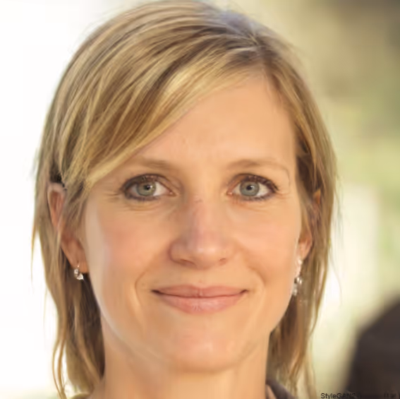 A portrait of Annette, who is a middle-aged woman with glasses and earrings returning to piano with new confidence.