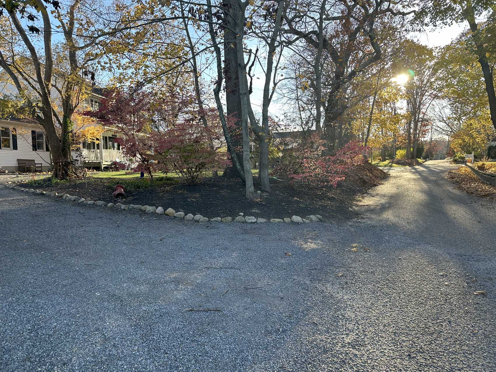 Suffolk County landscaping and smart irrigation creating a lush green lawn and vibrant garden for a Long Island home.