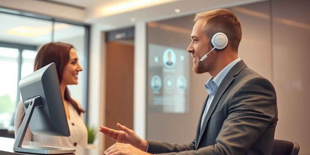 AI voice receptionist assisting a customer