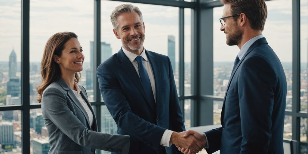 Businessperson shaking hands with a client