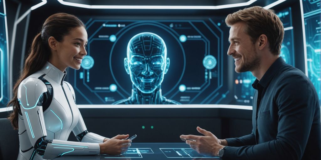 Human and AI having a seamless conversation