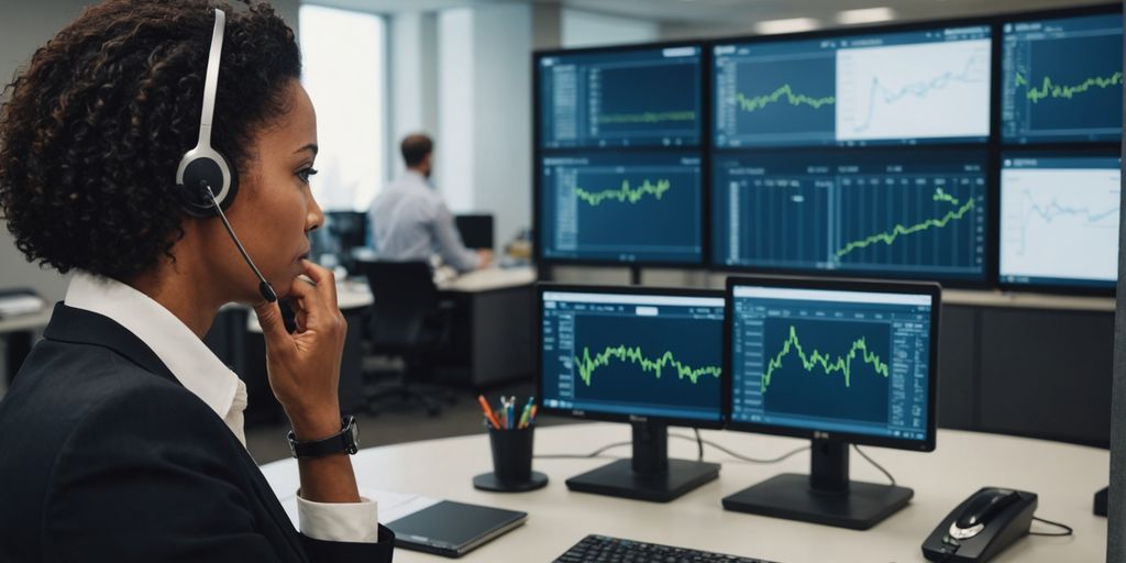 Professional using advanced phone system