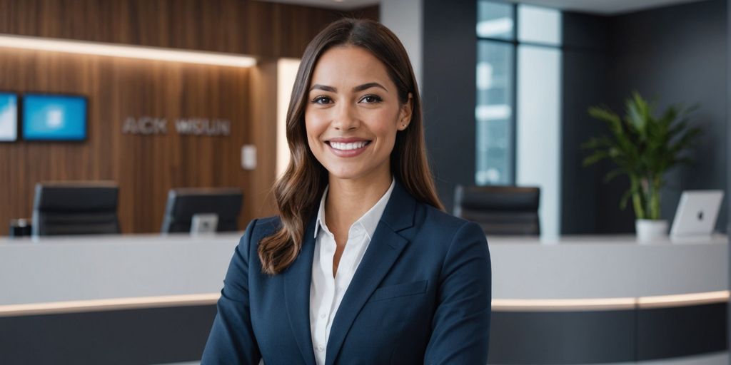AI receptionist at modern front desk