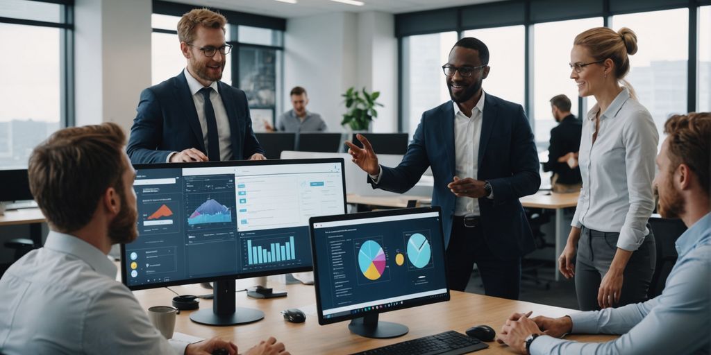 Team collaborating on AI phone solutions.