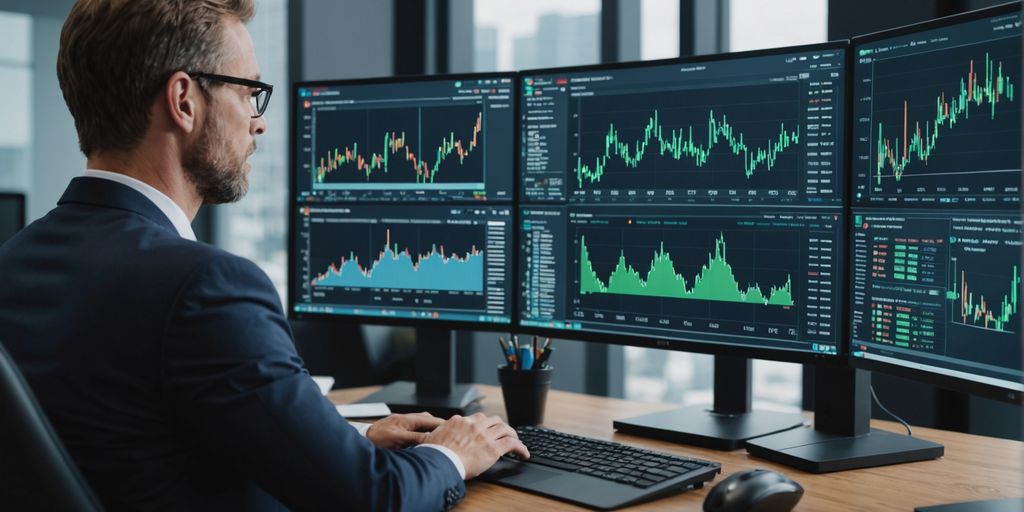 Businessperson analyzing AI voice market trends