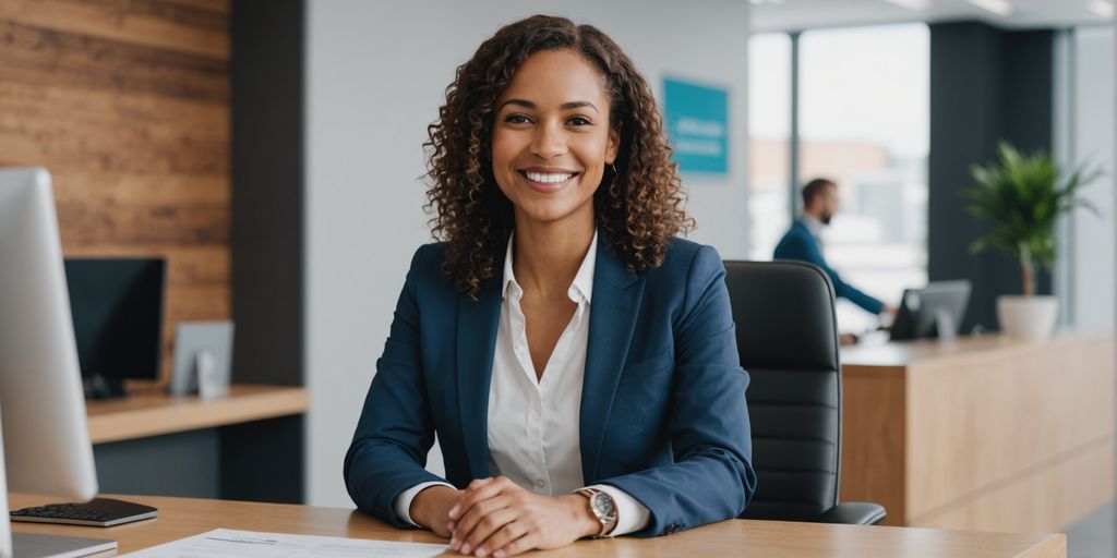 AI receptionist at modern desk