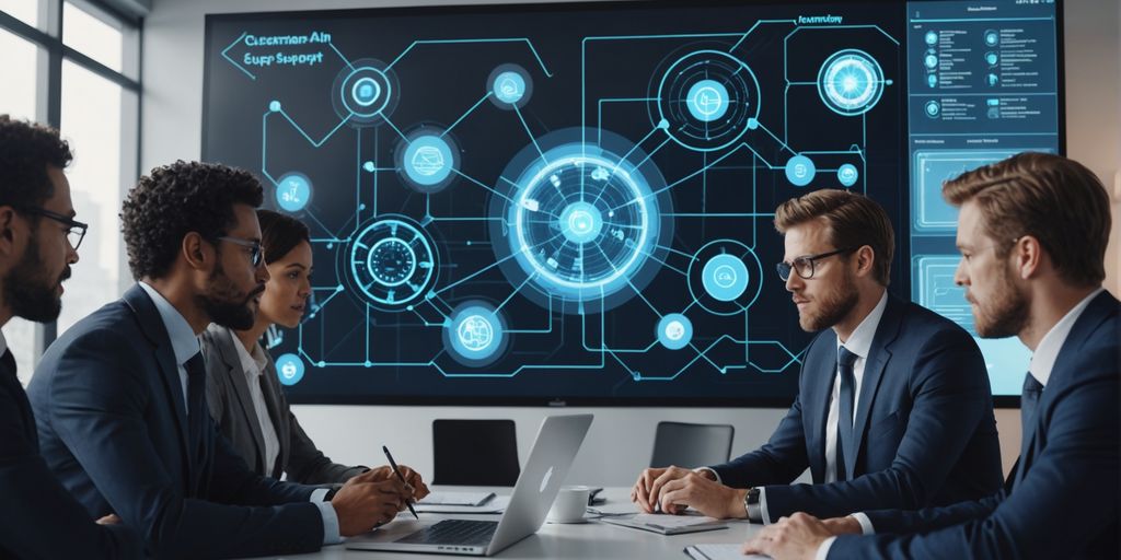 Professionals discussing AI customer support automation