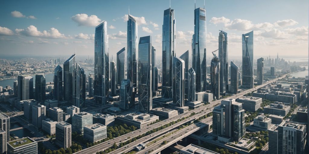 Futuristic cityscape with advanced AI technology