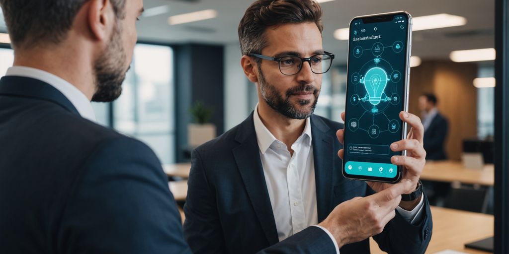 Professional using AI phone automation.