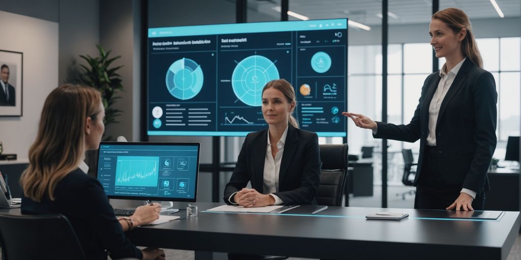 AI receptionist with sales team in office