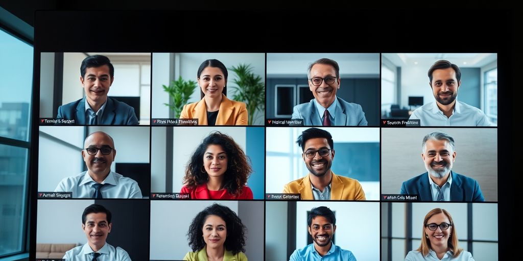 Business professionals in a video conference.