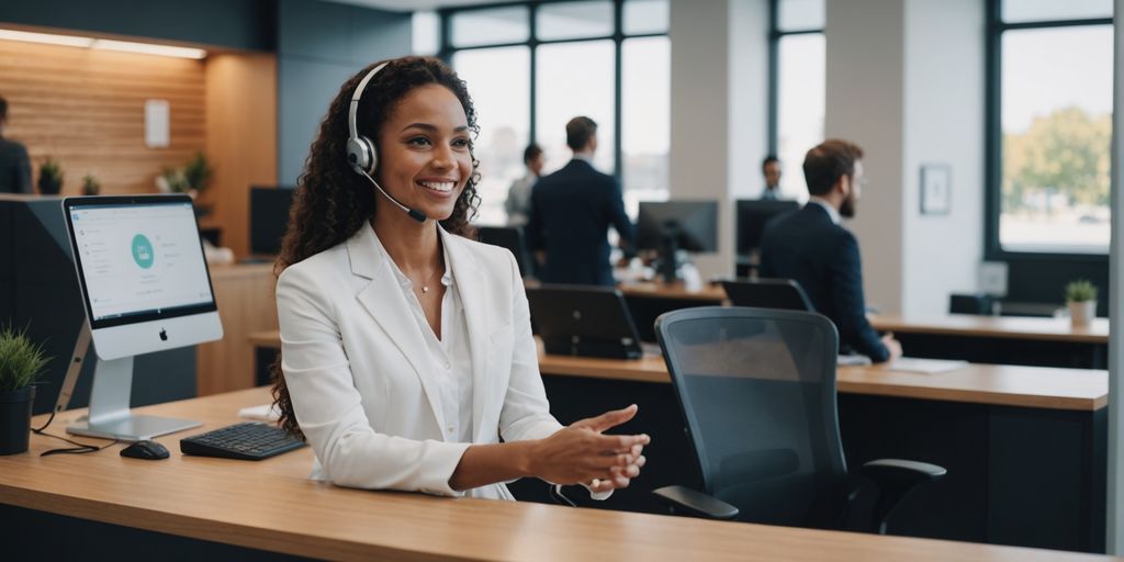 AI receptionist engaging with customers