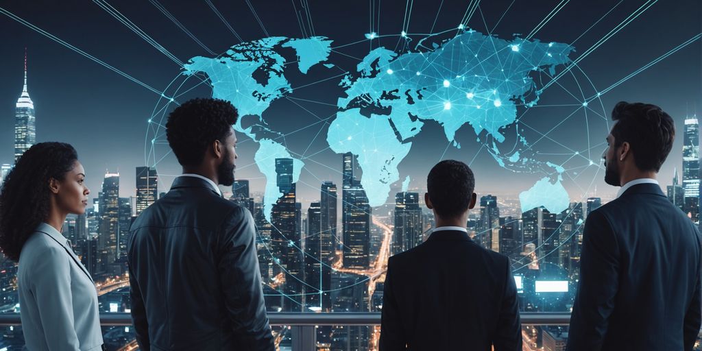 People worldwide connecting through AI technology.