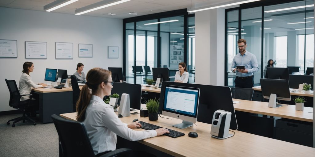 Modern office with AI receptionist technology