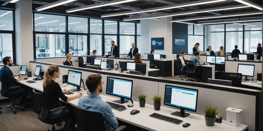 Office with professionals and AI receptionist services