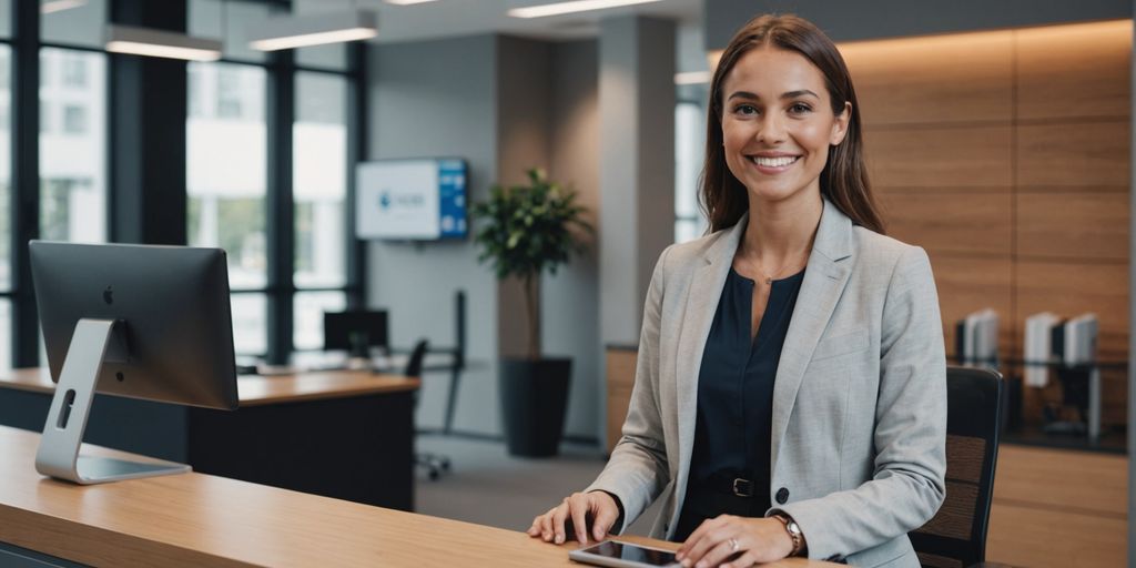 AI receptionist at modern desk