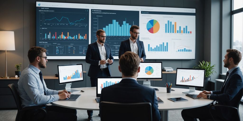 Business professionals discussing AI solutions