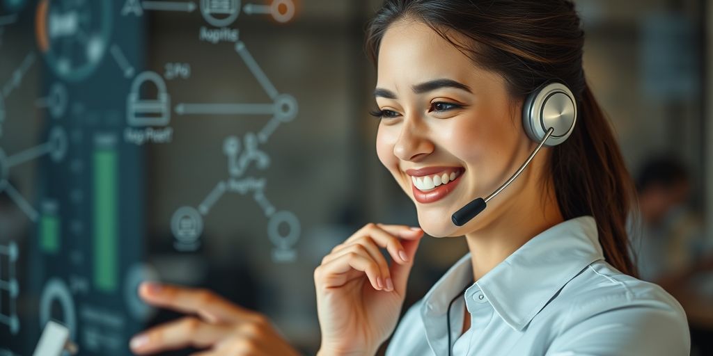 Customer service rep with digital interface