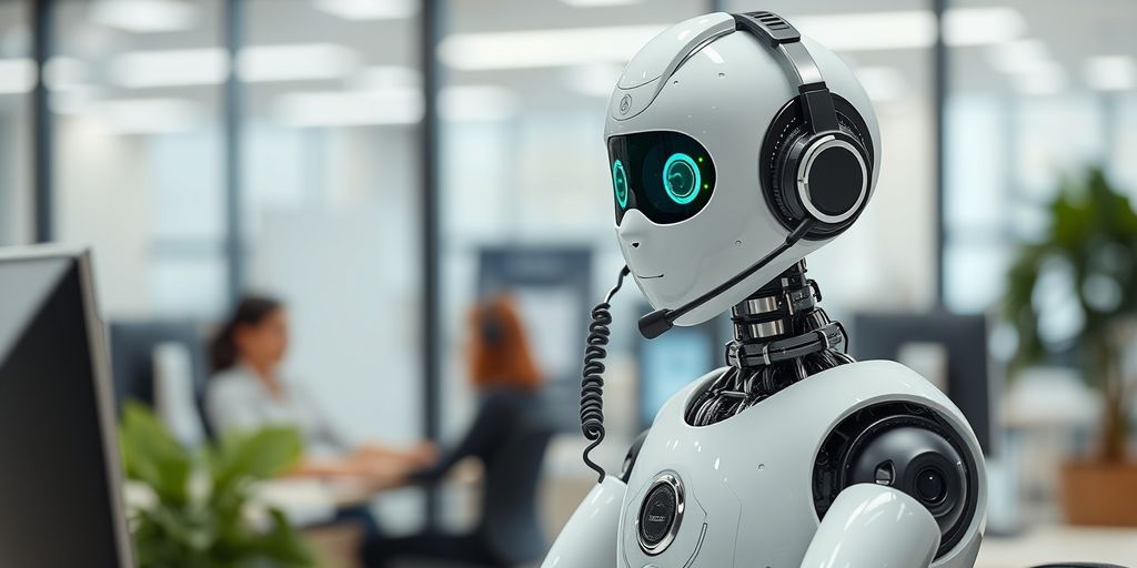 AI robot assisting customer over phone