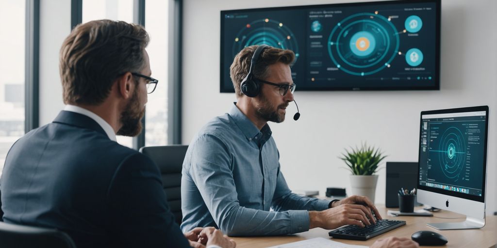 Team discussing AI phone system security