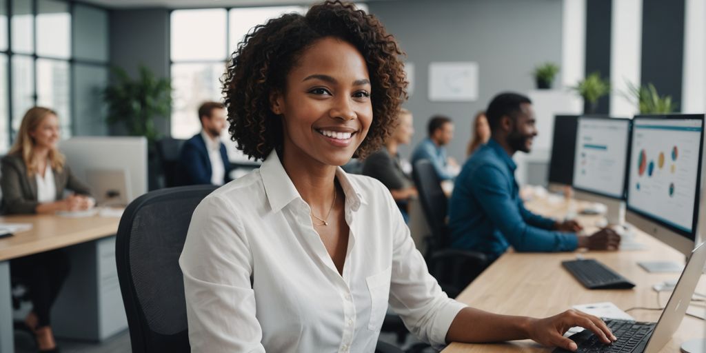 AI receptionist warmly interacting with people
