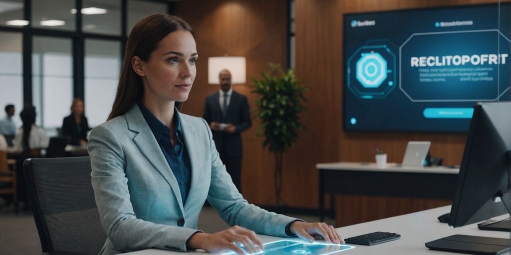 AI receptionist assisting in an office