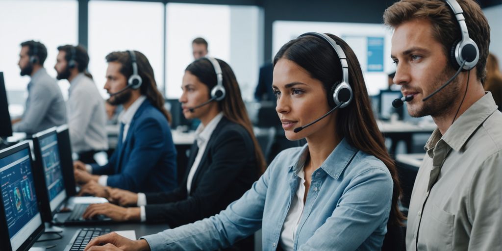 AI-enhanced call center with human agents.